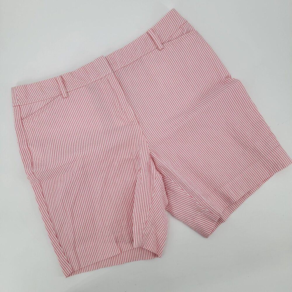 Talbots Womens Pink White Stripe 100% Cotton Seersucker Perfect Preppy Short 10P